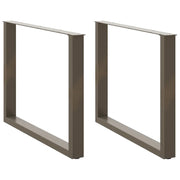 Gambe per tavolo da pranzo a forma di U 2 pz in acciaio naturale 100x(72-73) cm
