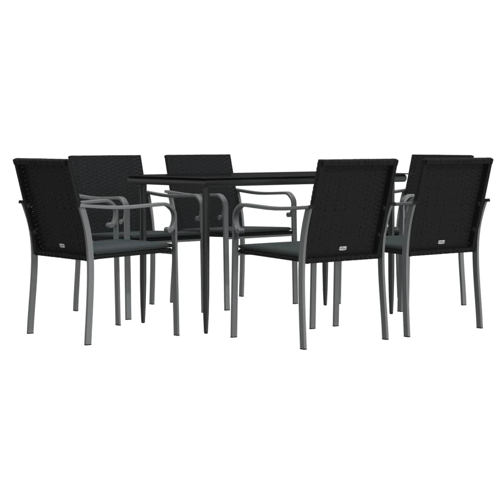 Set Pranzo da Giardino 7 pz con Cuscini in Polyrattan e Acciaiocod mxl 100567