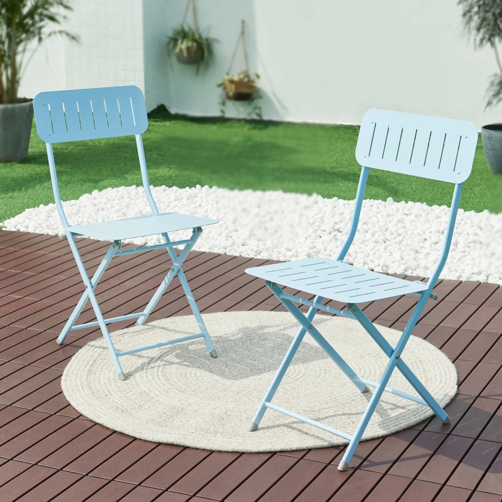 Set Sande di 2 Sedie Pieghevoli - Azzurro [en.casa]