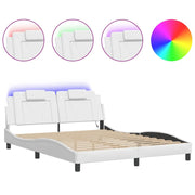 Letto matrimoniale | Letto per adulti | Giroletto Viana con LED senza Materasso Bianco 160x200 cm