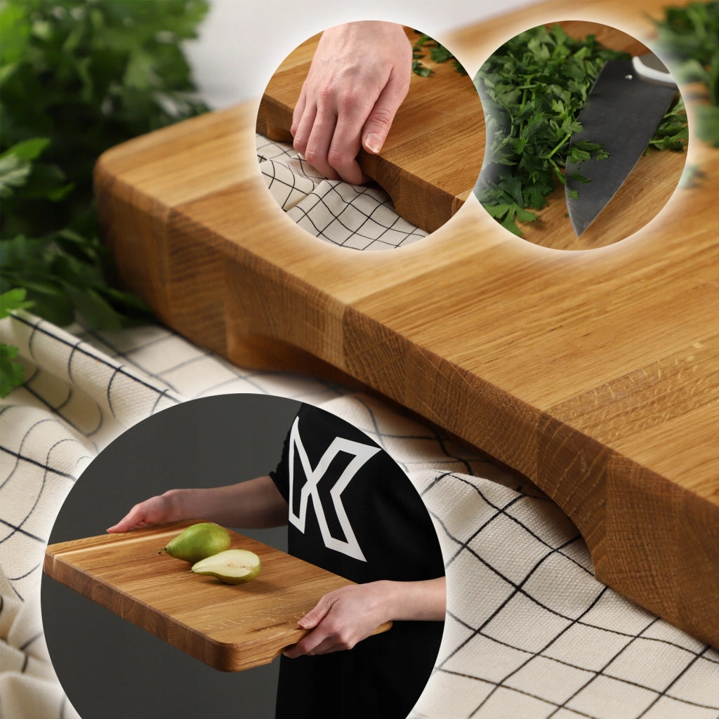 Tagliere da cucina in legno KADAX 45x30cm per servire, in rovere, blocco grande