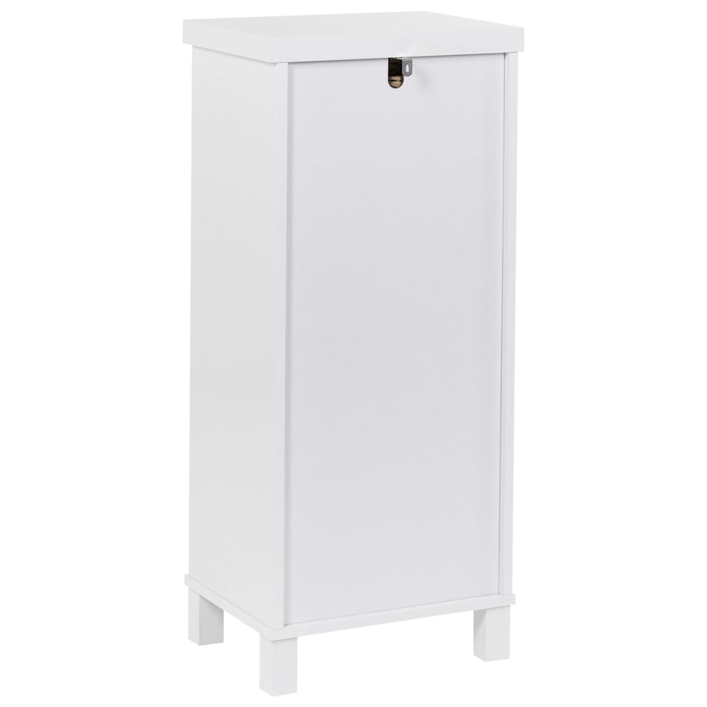 Mobile da bagno in MDF bianco con ripiani e cestino, stile tradizionale