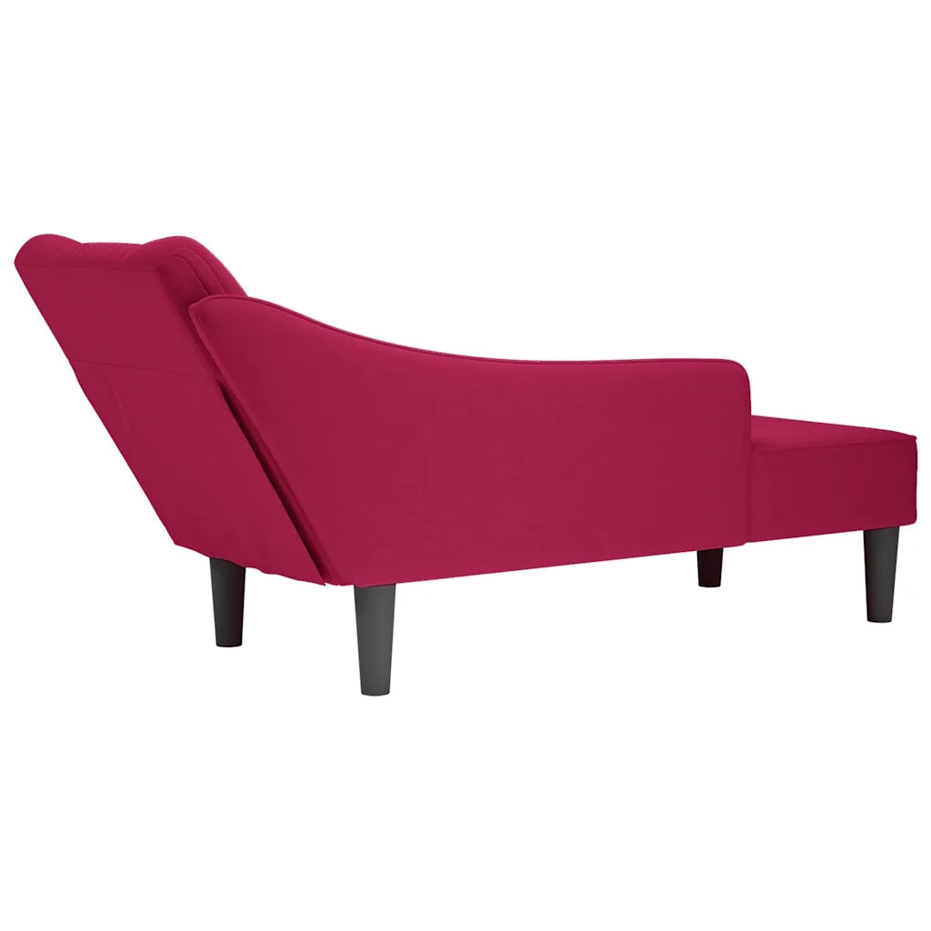 Sdraio con Bracciolo Destro in Velluto Rosso Vino CFW4521402
