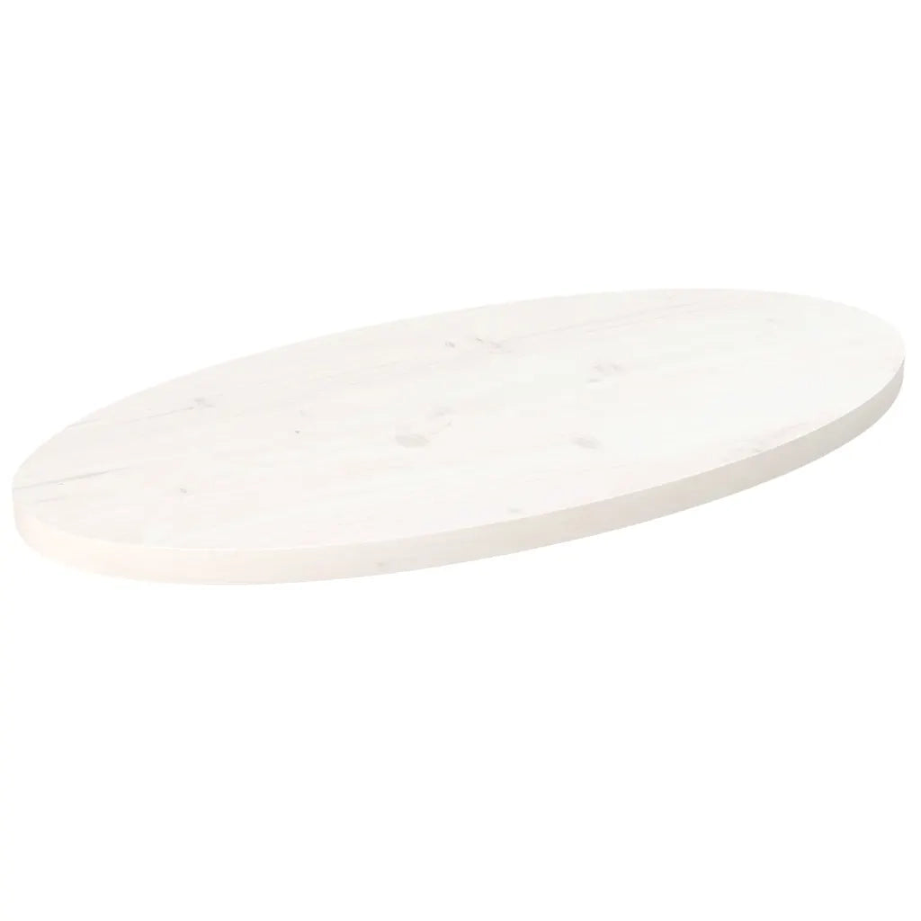 Piano Tavolo Bianco 70x35x2,5cm in Legno Massello di Pino Ovalecod mxl 120096
