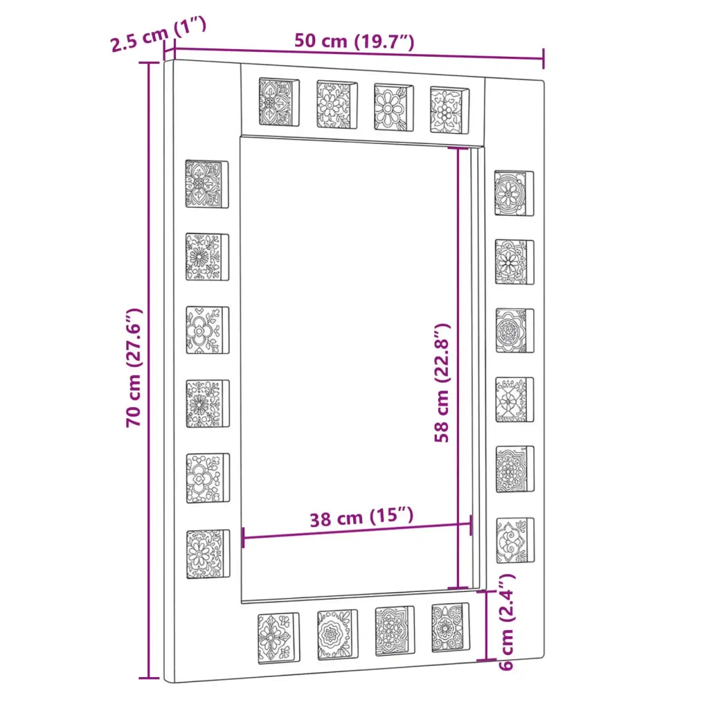 Specchio da bagno con archiviazione Naturale 50 x 70 x 3 cm
