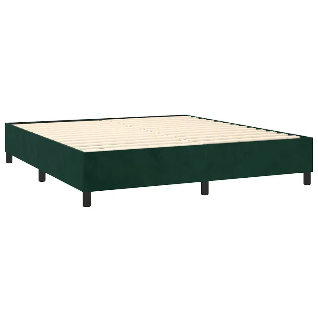 Letto a Molle con Materasso e LED Verde Scuro 180x200cm Velluto 3139580