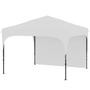 GAZEBO DA GIARDINO 3X3 M AD ALTEZZA REGOLABILE SU 3 LIVELLI, IN POLIESTERE E ACCIAIO, BIANCO