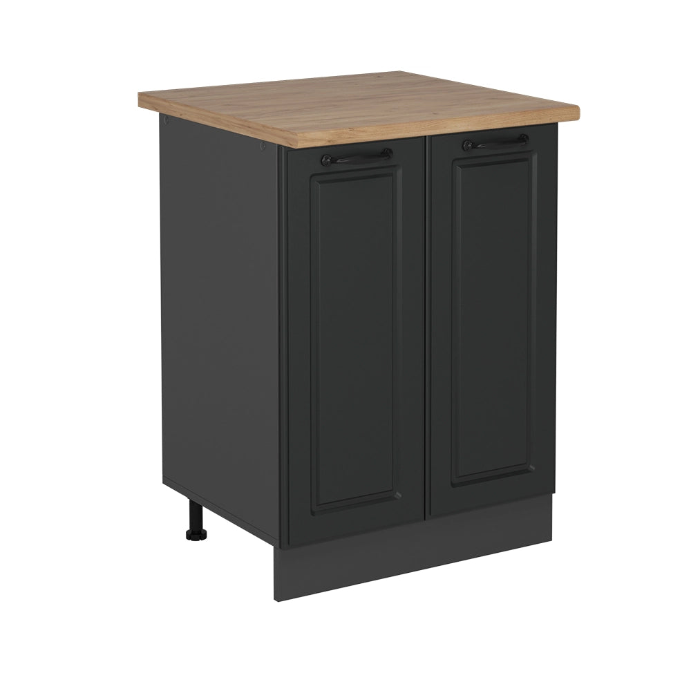 Mobiletto base cucina R-Line Antracite rustico/Antracite 60 cm, PL Rovere Vicco