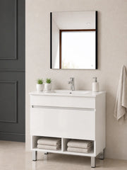 Mobile bagno con piedini con lavabo extrapiano ORIGENBATH NEBARI senza specchio 100x45 cm bianco