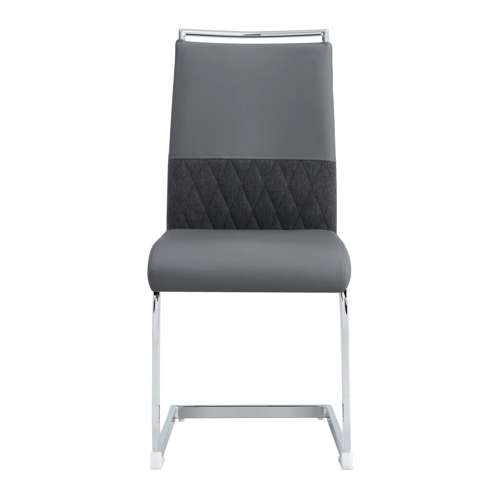 Sedia da pranzo moderna ergonomica con schienale in PU e lino; struttura in metallo grigio