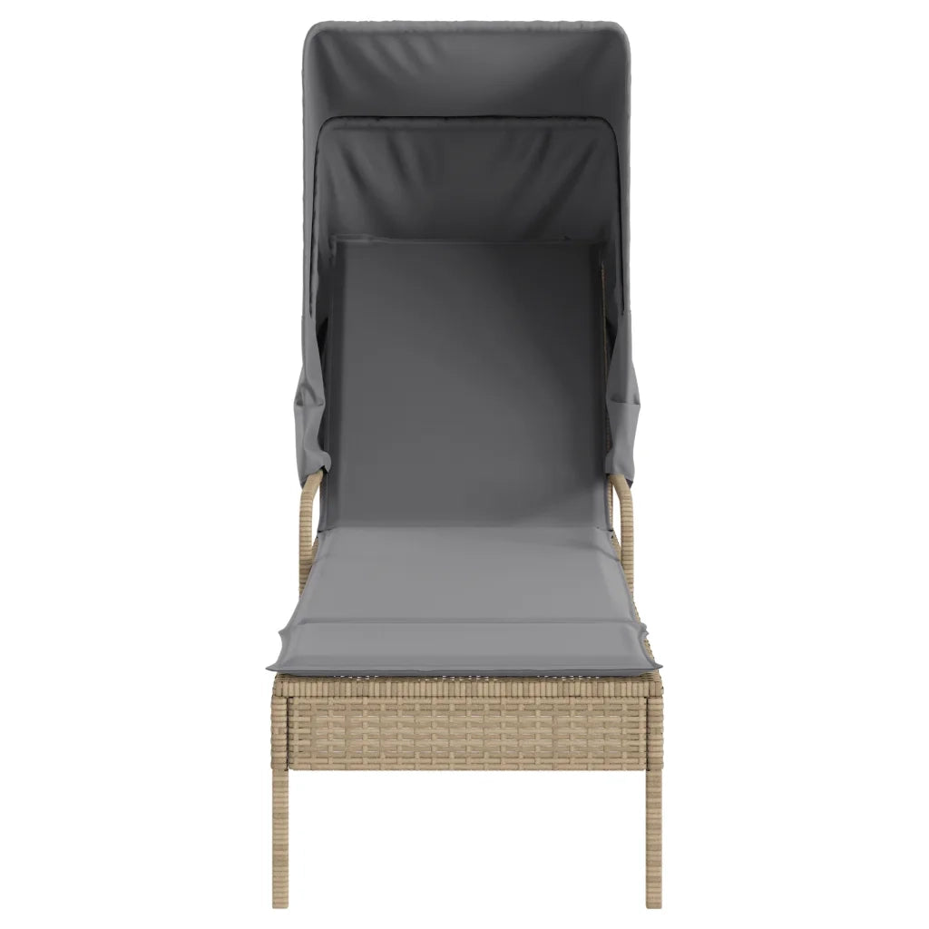 Lettini Prendisole 2 pz con Baldacchino e Tavolino Polyrattan 3261572