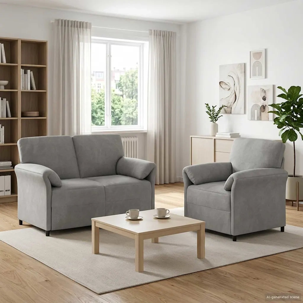 Set di divani 2 pz Grigio Chiaro Velluto 3424885