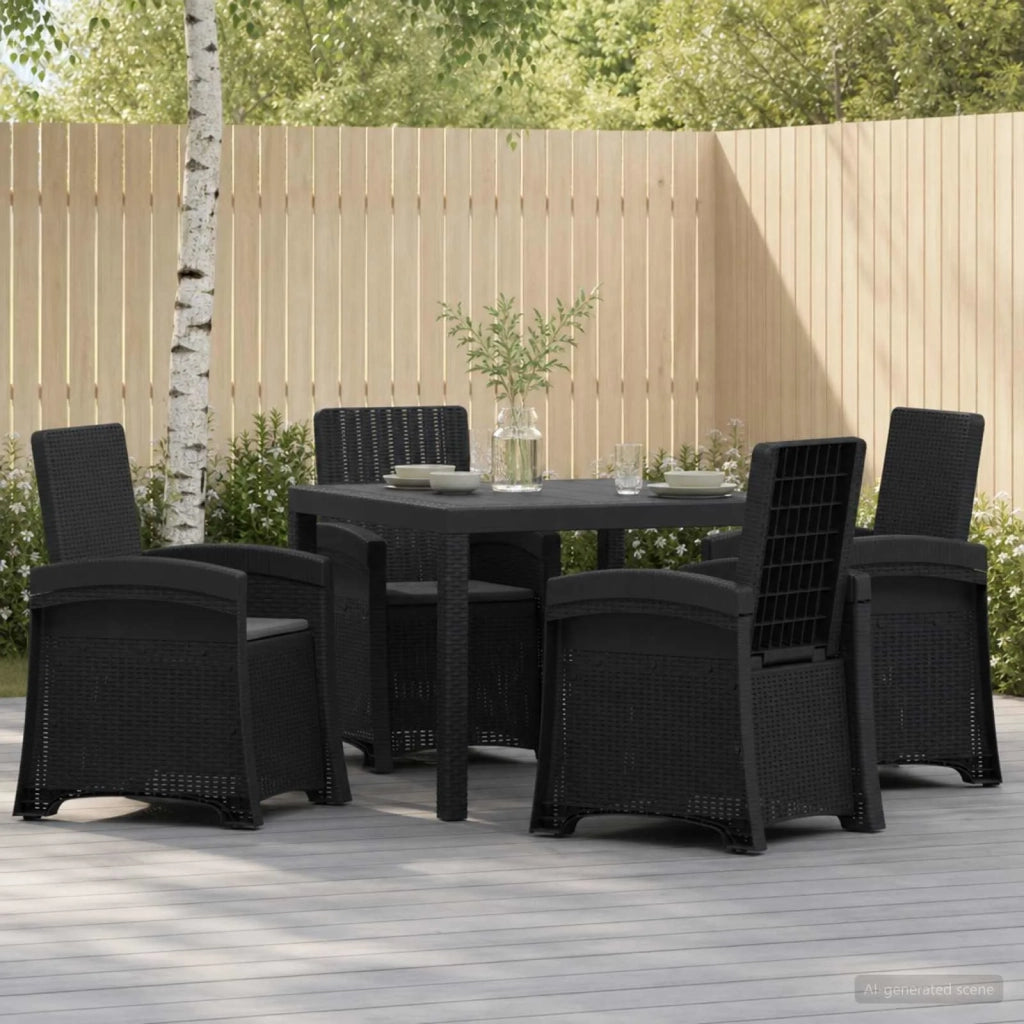 Set da Pranzo per Giardino 5 pz Antracite PP 3430104