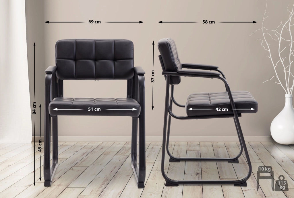 Sedia Visitatore Canada B in Similpelle nero