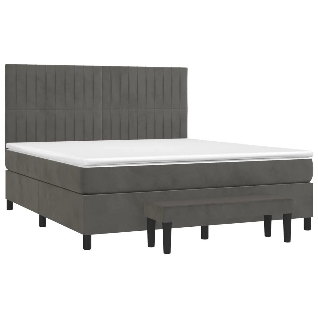 Giroletto a Molle con Materasso Grigio Scuro 180x200 cm Velluto 3137978