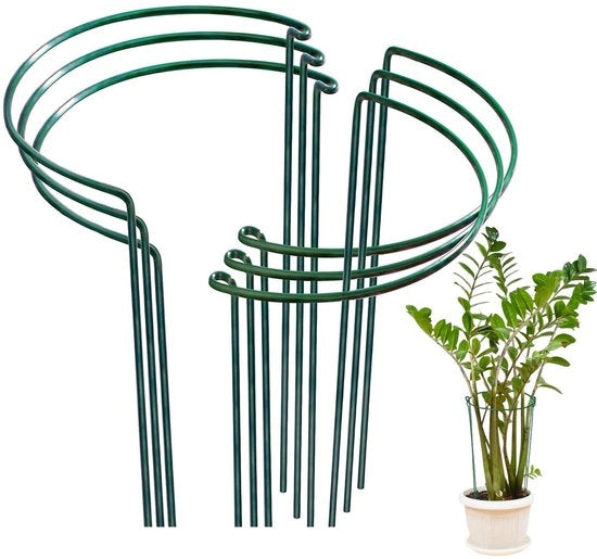 Supporti per piante in metallo a forma semicircolare - 6 pezzi - Aiuto alla crescita - Sostegno per fiori - Contenitore per piante - Resistente alle intemperie 40 x 25 cm