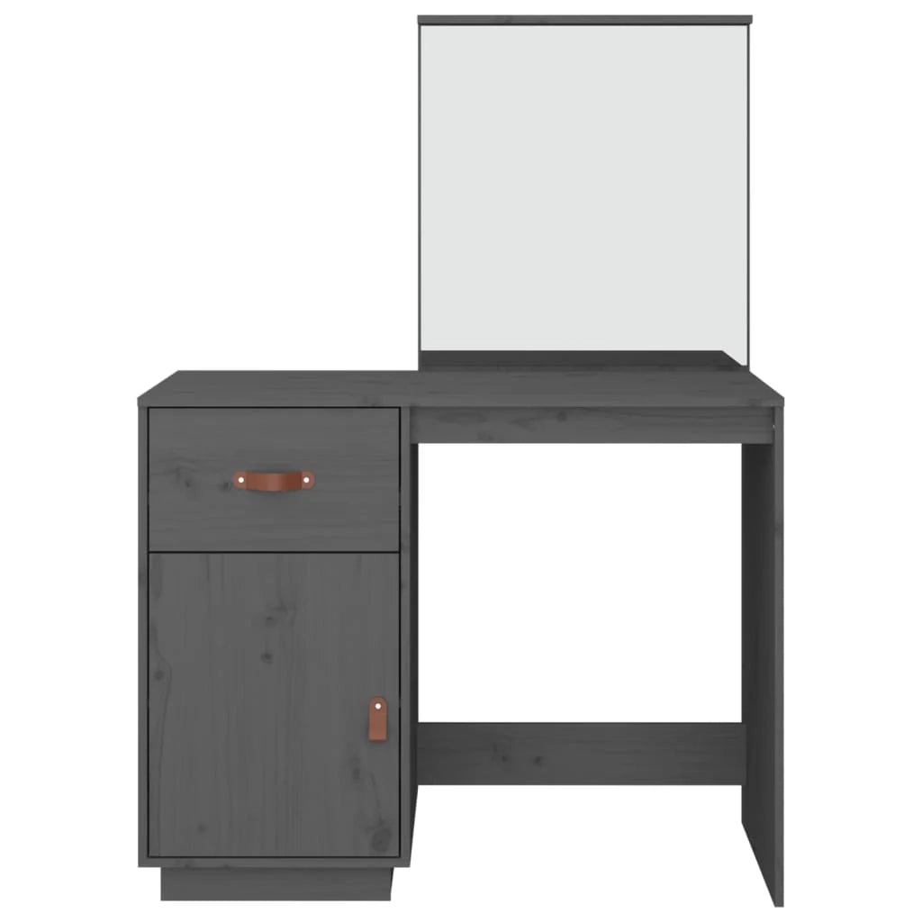 Toeletta tavolo da trucco di design mobili per camera da letto 95 x 50 x 134 cm legno di pino massiccio grigio 02_0006385
