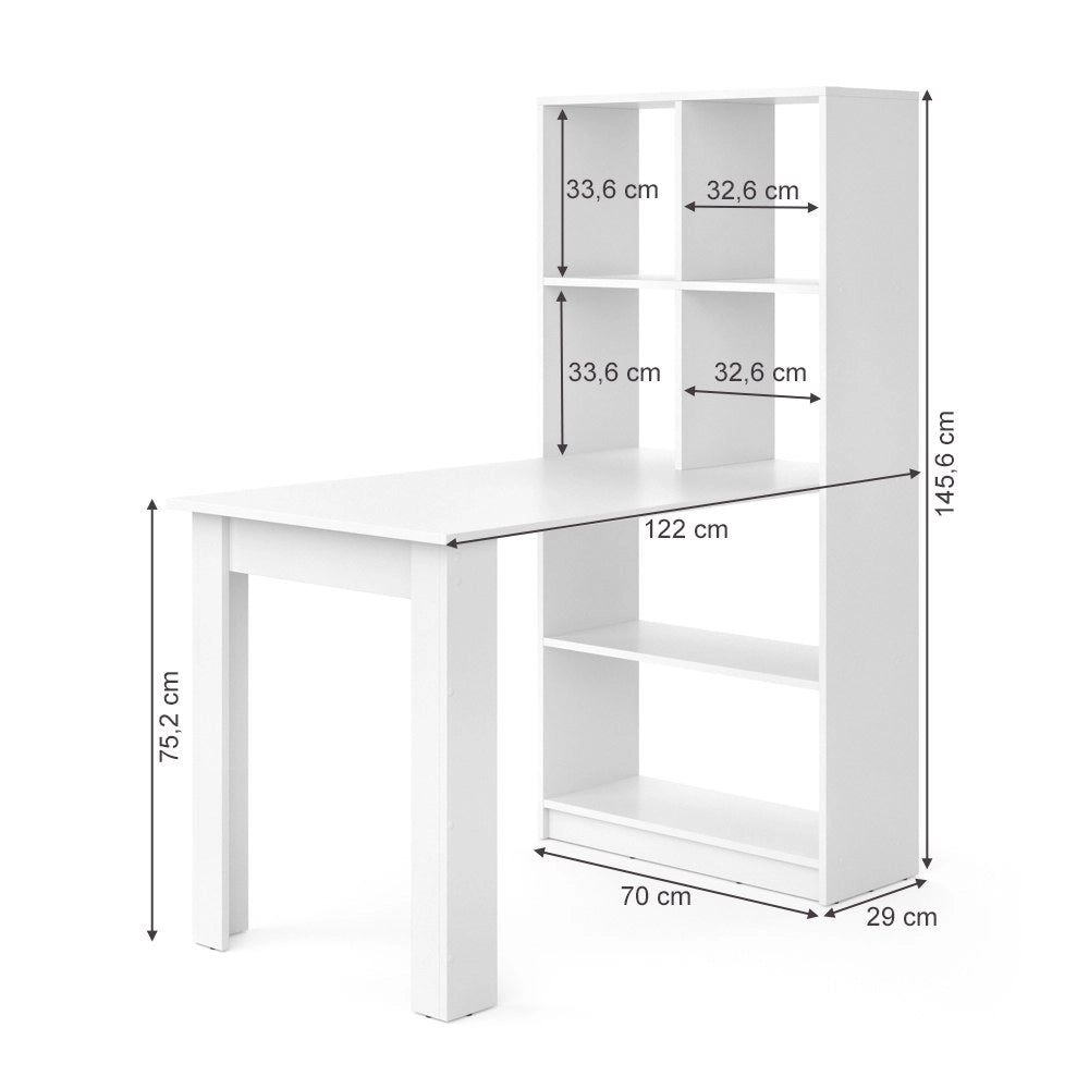 Vicco Tavolo da pranzo Bianco 70 x 122 cm con 6 scomparti