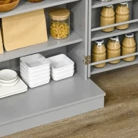 Armadio Dispensa Cucina con 2 Ante e 16 Ripiani Alacena Moderna con Ripiani Regolabili 60x30x104cm Grigio
