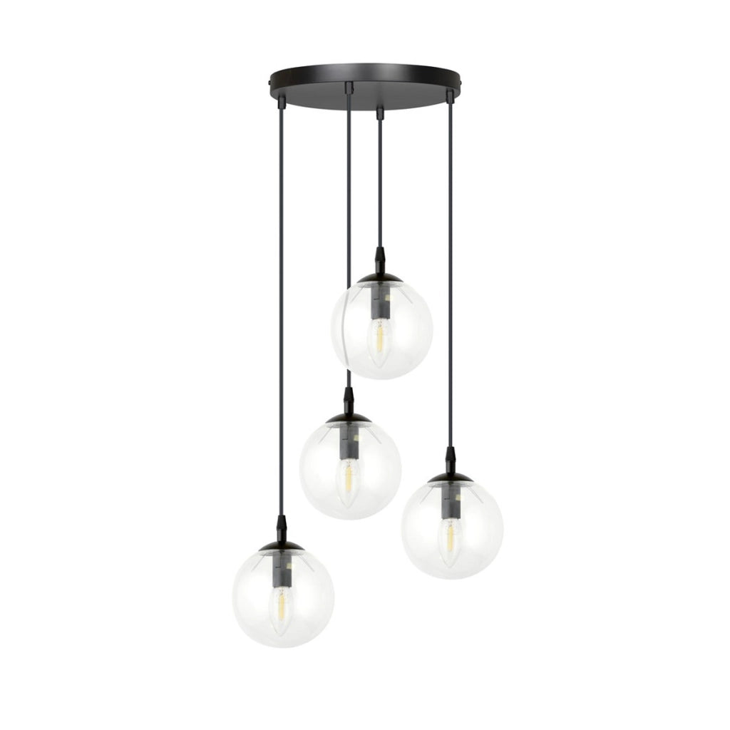 Lampada a sospensione Cosmo in acciaio nero e vetro