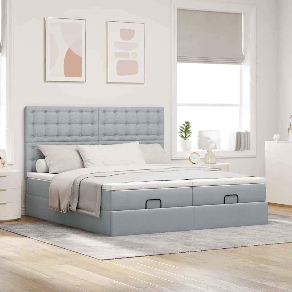 Struttura Letto Pouf con Materassi 200x200 cm in Tessuto 3313741