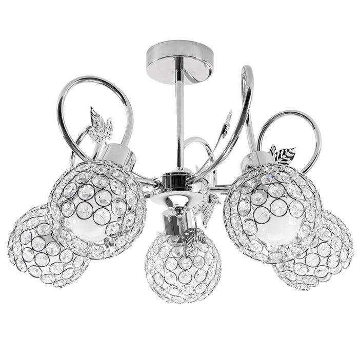 Lampadario In Cristallo Con Foglie In Metallo APP636-5C