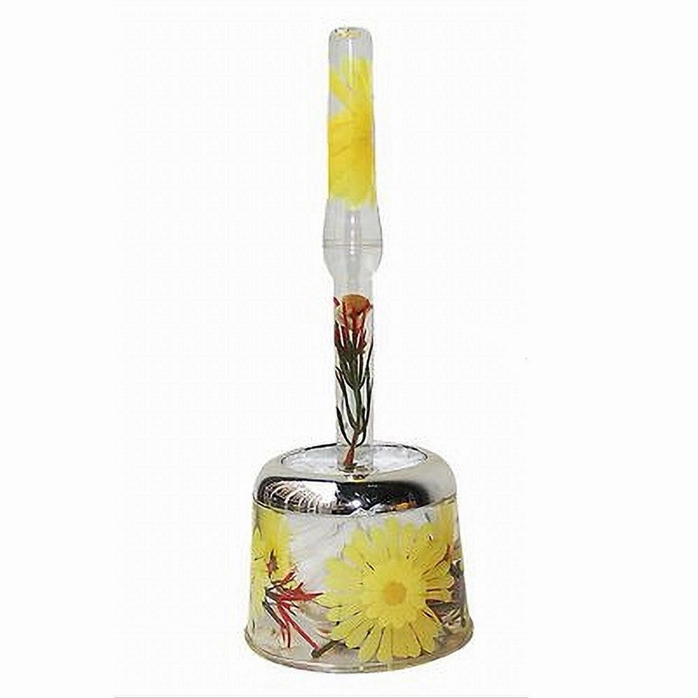 Trade Shop - Scopino Wc Porta Scopino Decorato Fiore Giallo 34x13cm Bagno Accessorio 52374 -