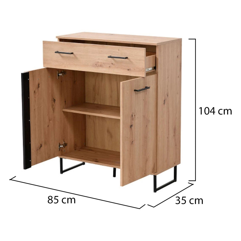 Madia Ceredanoo, Credenza un Cassetto, 85x35x104h cm Marrone Rovere Nodi