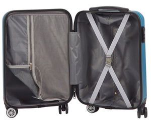 Trolley Valigia Bagaglio a Mano Rigido in ABS 4 Ruote  Ravizzoni Cosmo Blu Petrolio