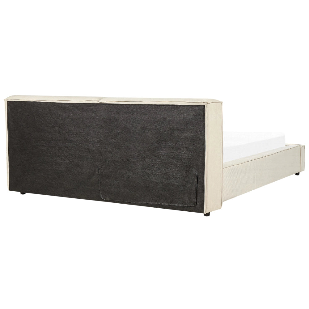 Letto matrimoniale in velluto a coste con struttura a doghe beige 180 x 200 cm stile classico camera da letto