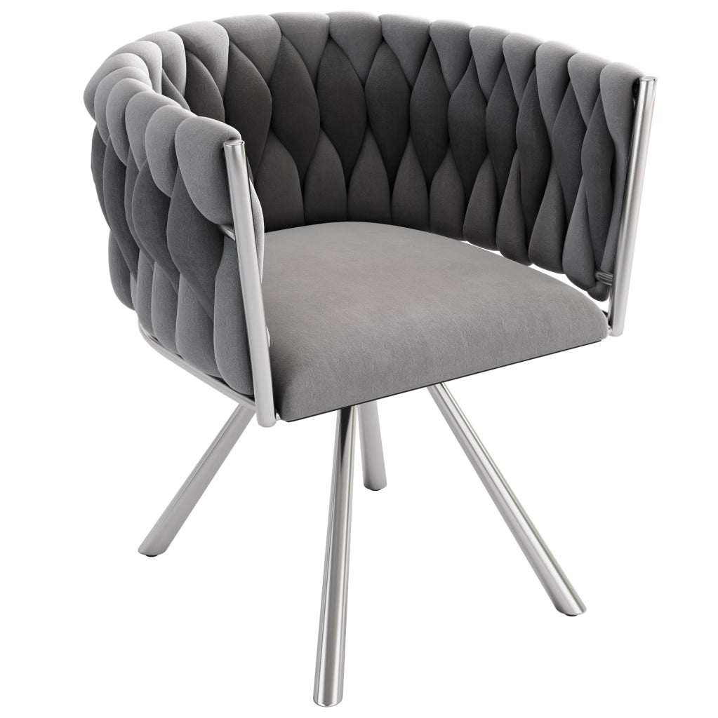 Set di 2 sedie girevoli in velluto grigio con gambe argento