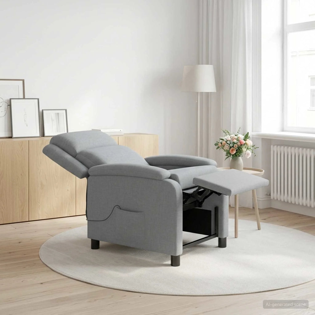 Divano Sedia-Poltrona Massaggiante Grigio Chiaro Tessuto 803346