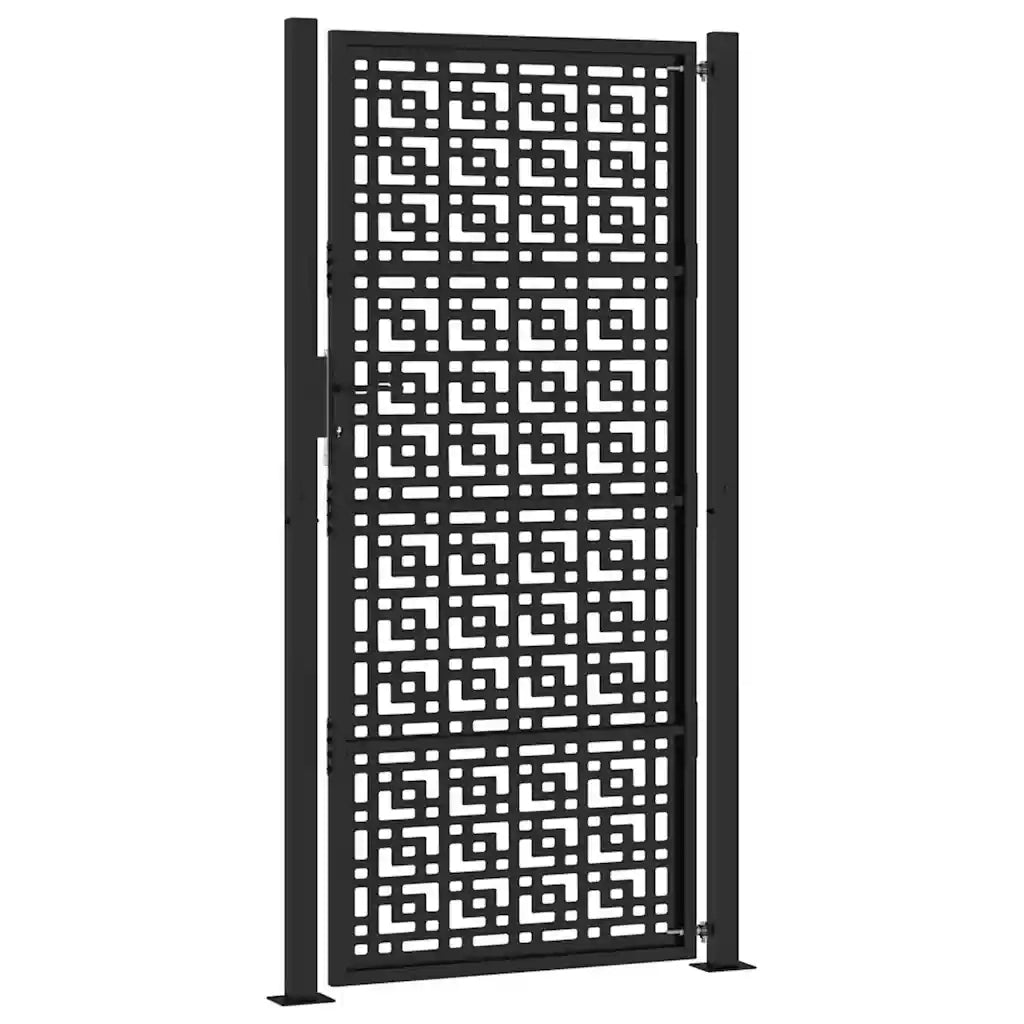 Cancello Giardino Nero 105x205 cm in Acciaio Design a Croce