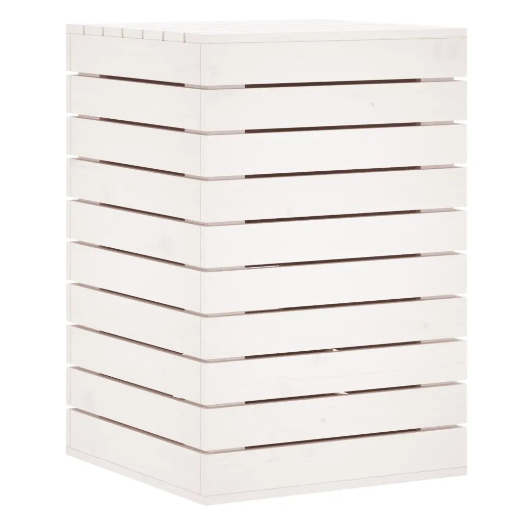Cesto per Bucato Bianco 44x44x66 cm Legno Massello Pino 832318