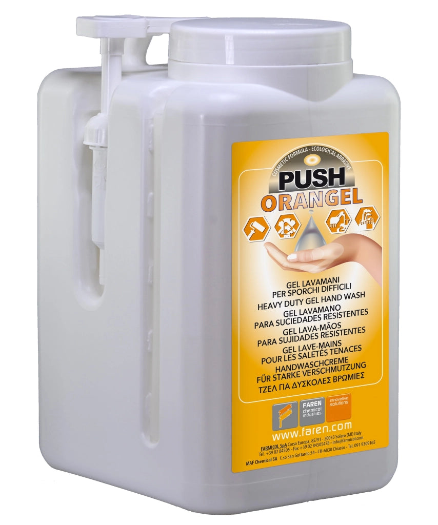 CREMA LAVAMANI GEL ABRASIVA 'PUSH ORANGEL' 5000 ml - con dosatore - FAREN