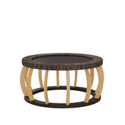 TAVOLO DA CAFFÈ ROTONDO 90x90x43 cm Nero Marrone in Legno Massello e MDF