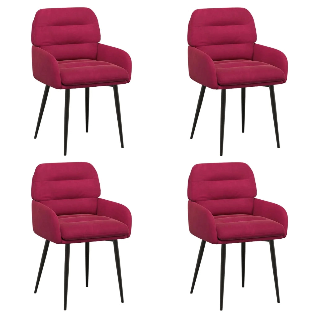 Sedie da pranzo 4 pz Velluto Rosso Vino 59 x 59,5 x 90 cm 3428241