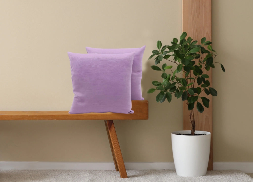 Coppia Cuscini Arredo Imbottiti Tessuto Ottoman In Tinta Unita Colore Lilla 37 - 50x50 - Lilla 37