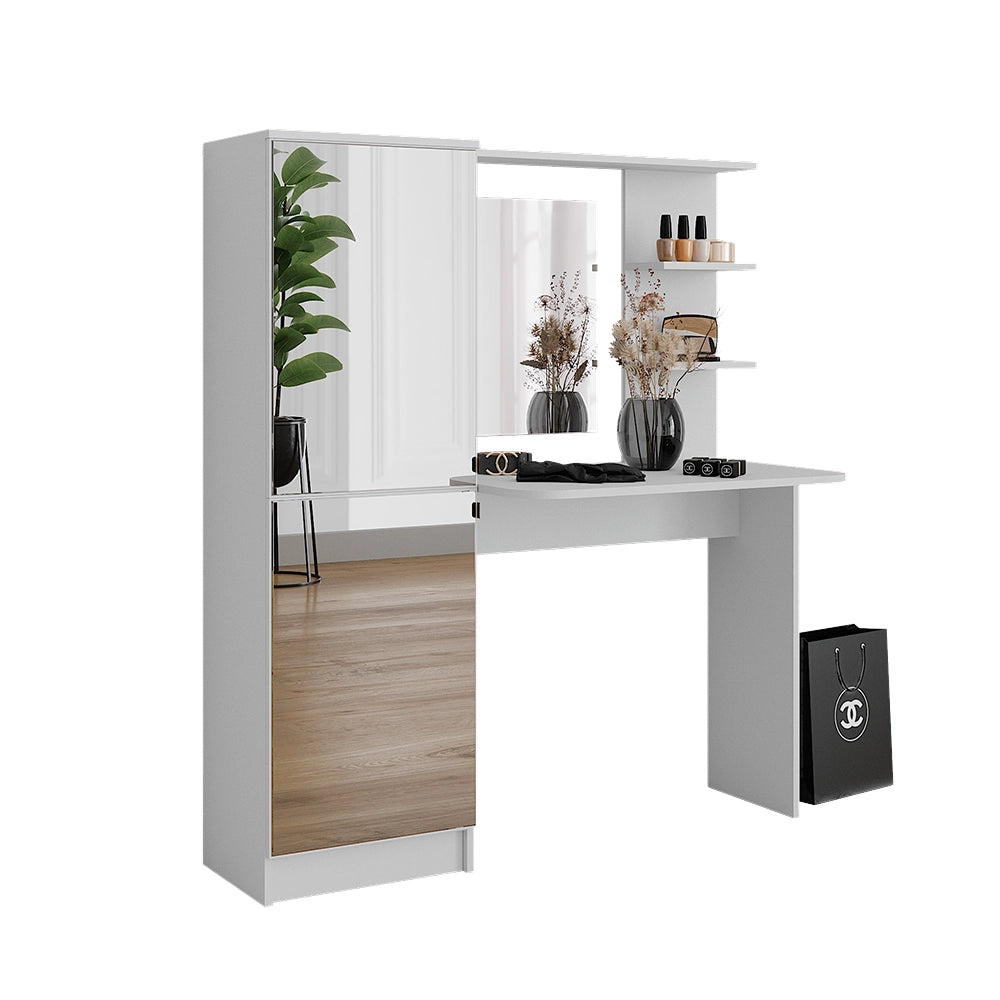 Vicco Tavolino da toilette Bianco 122.9 cm con specchio