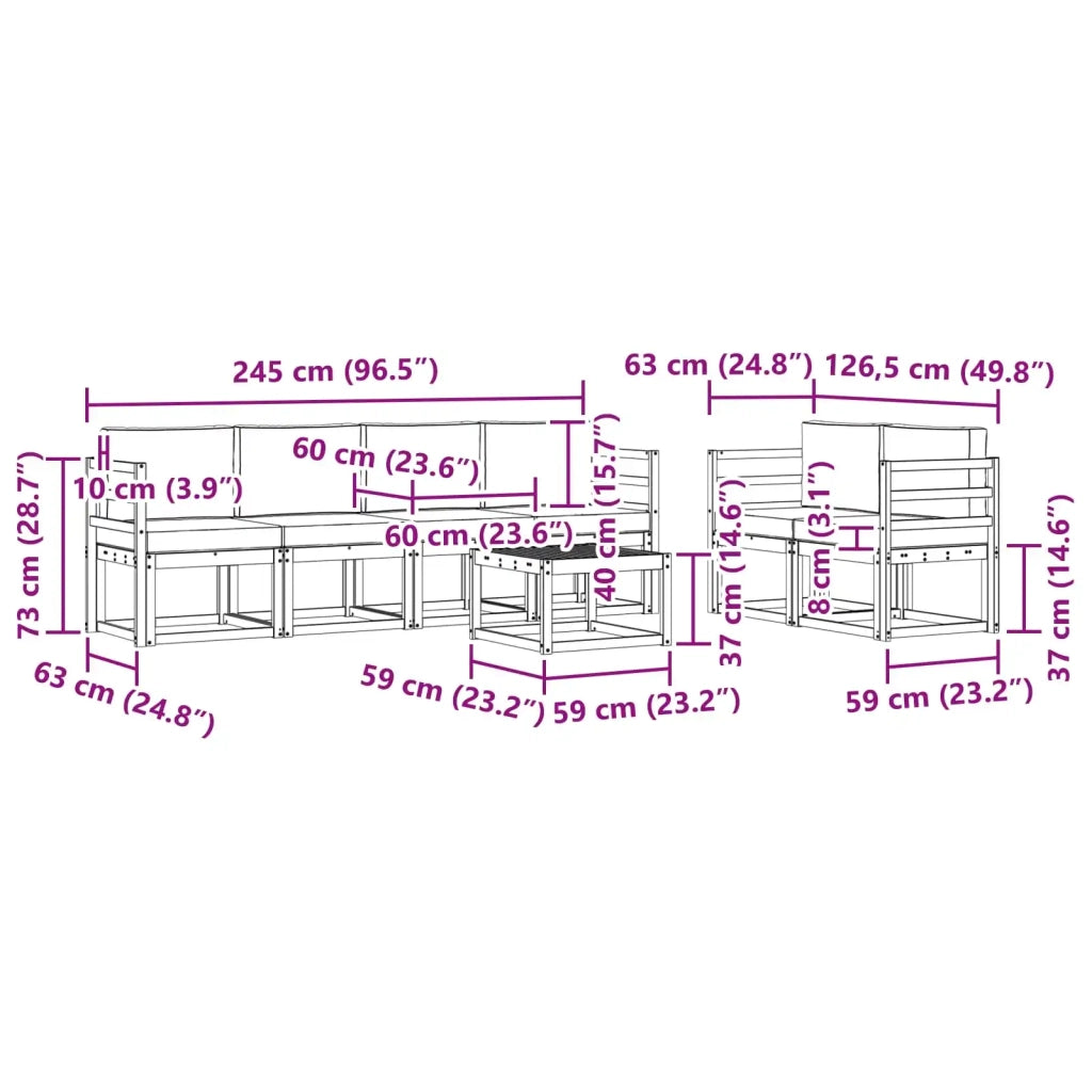 Set di divani da esterno 7 pz Bianco e Beige 3387267