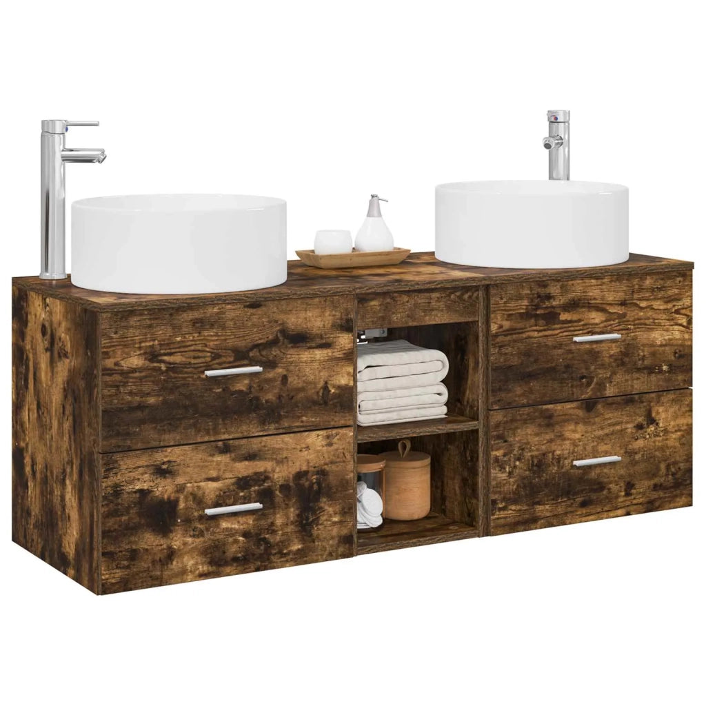 Set di mobili per il bagno 3 pz Rovere Fumo 3405951