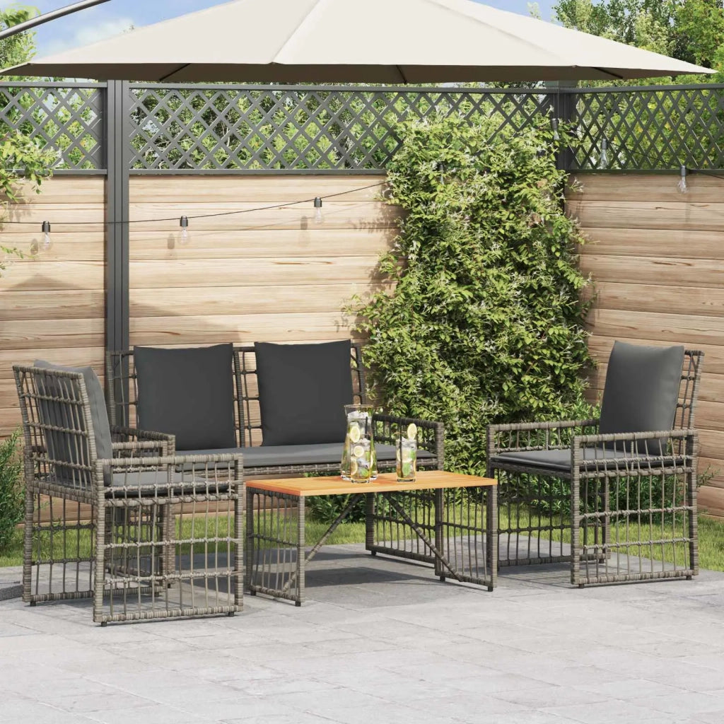 Set di Mobili da Esterno 4 pcs Nero e Grigio scuro