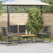 Set di Mobili da Esterno 4 pcs Nero e Grigio scuro