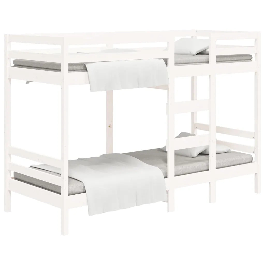 Letto a Castello Bianco 75x190 cm in Legno Massello di Pino 3139845