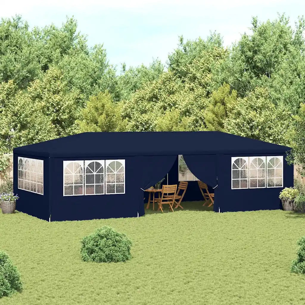 Gazebo | Pergolato Professionale con Pareti 4x9 m Blu 90 g/m2