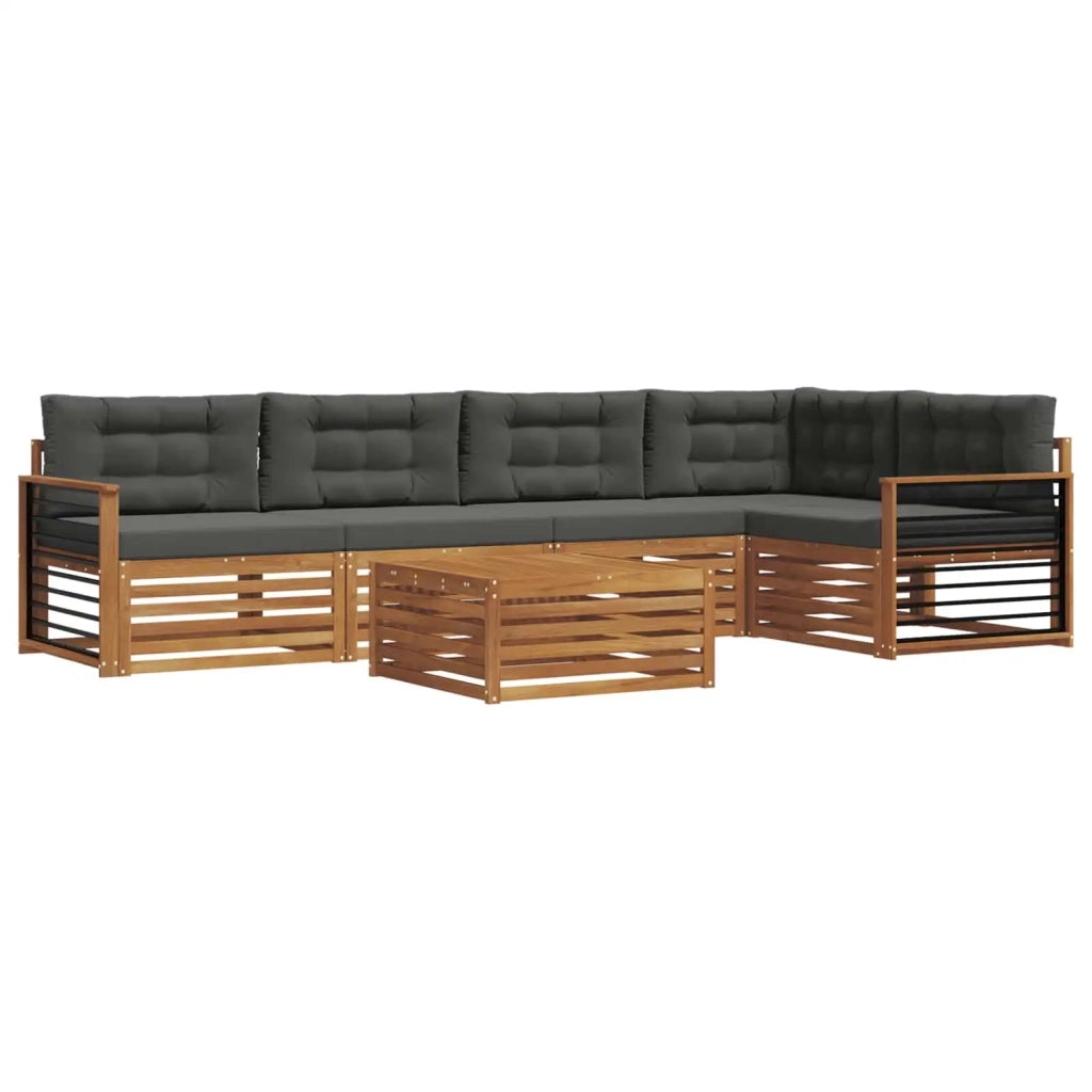 Set di divani da esterno con cuscino 6 pcs Naturale e Antracite