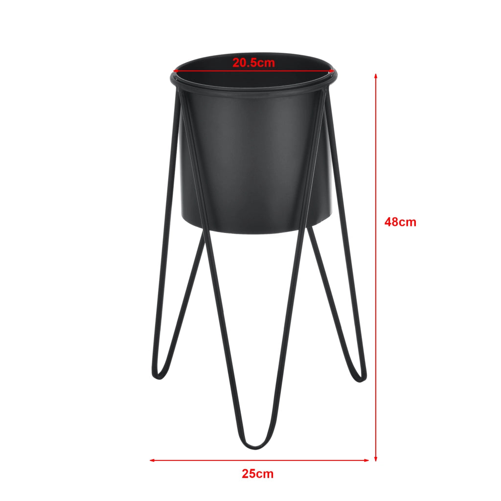 Set Hedera di 2 Supporti per Piante con Coprivaso in Metallo - Nero [en.casa]
