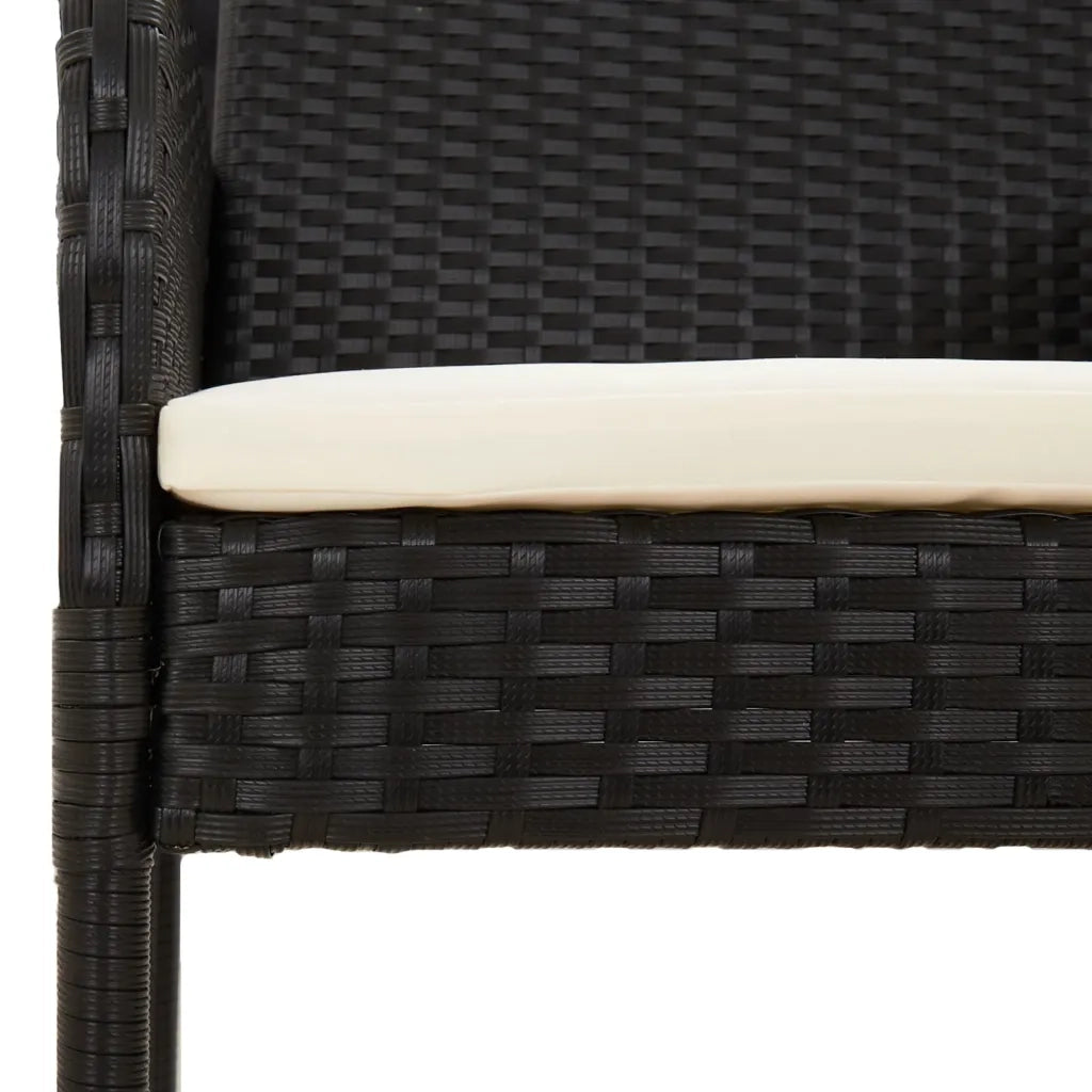 Set da Pranzo da Giardino 3 pz con Cuscini Nero in Polyrattan 3185155