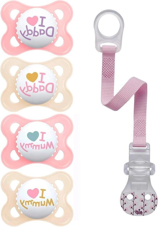 Set di 4 spazzolini per bambini in silicone - 0-6 mesi - Inclusi contenitori di trasporto sterilizzanti - Rosa