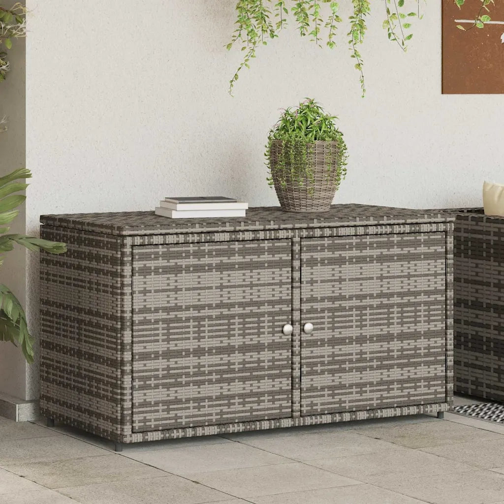 Armadietto Portaoggetti Giardino-Armadio per esterni Grigio 110x55x60,5 Polyrattan